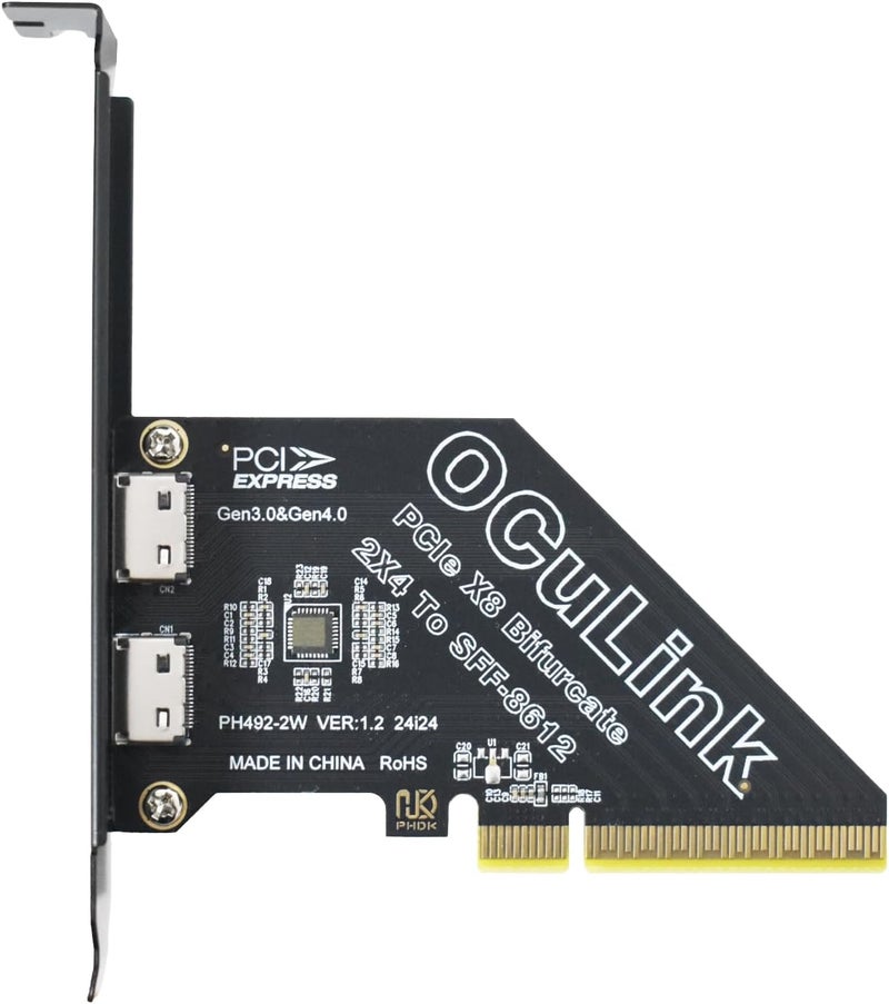 LetLinkSo Gen4 PCIe to Oculink SFF-8612 Adapter SFF-8611 External Graphics Card for GPU Dock, eGPU, NVMe SSD (PCIe x8 to Oculink) - Image 1